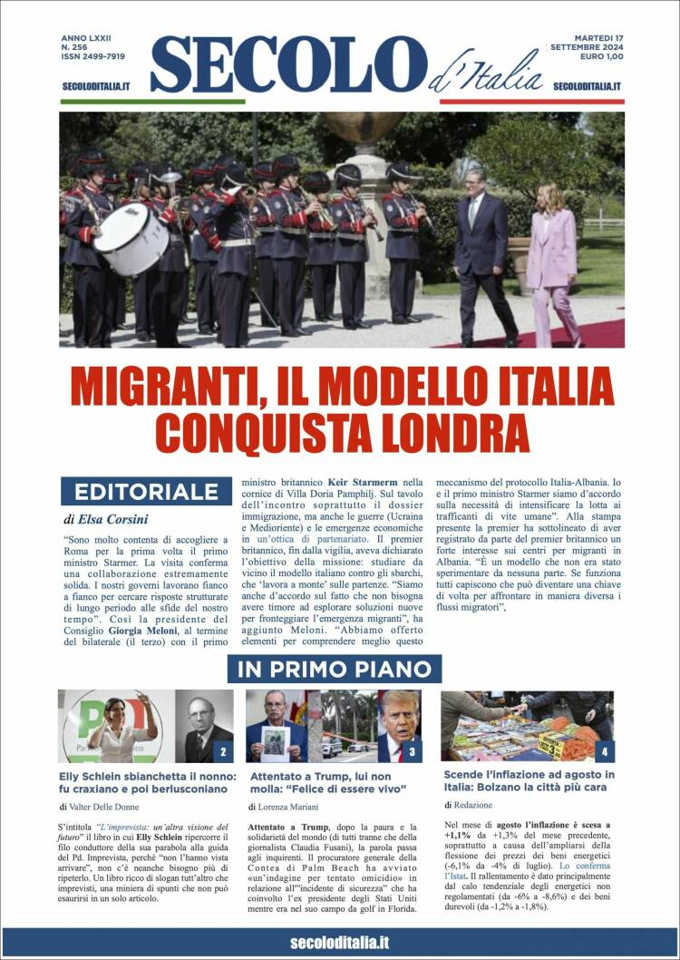 Portada de Secolo d'Italia (Italia)