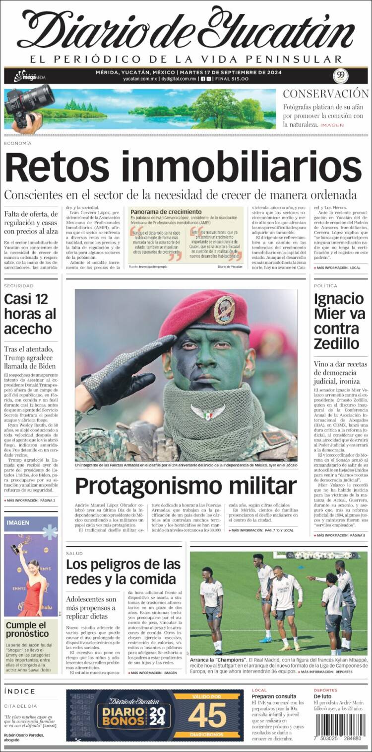 Portada de Diario de Yucatán (México)