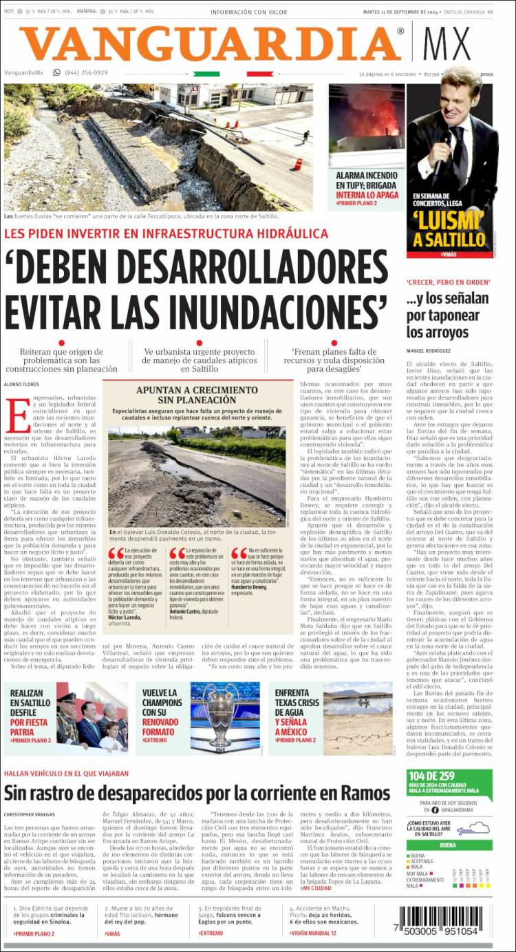 Portada de Vanguardia (México)