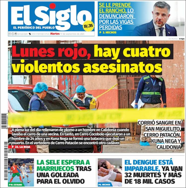 Portada de El Siglo (Panam&aacute;)