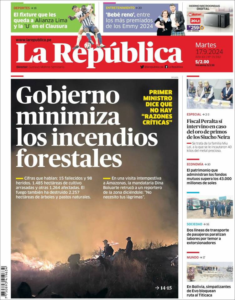 Portada de La Republica (Per&uacute;)