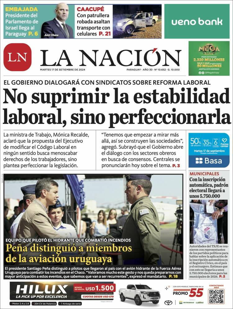 Portada de La Nación (Paraguay)