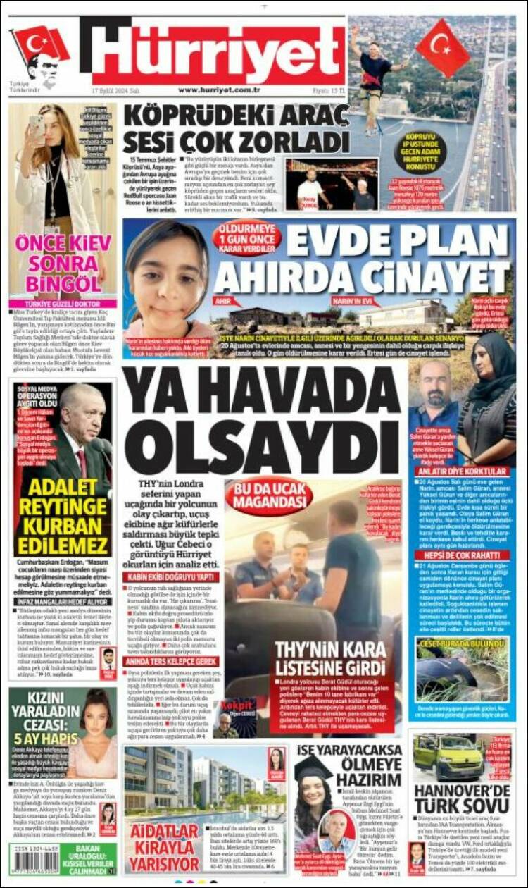 Portada de Hürriyet (Turqu&iacute;a)