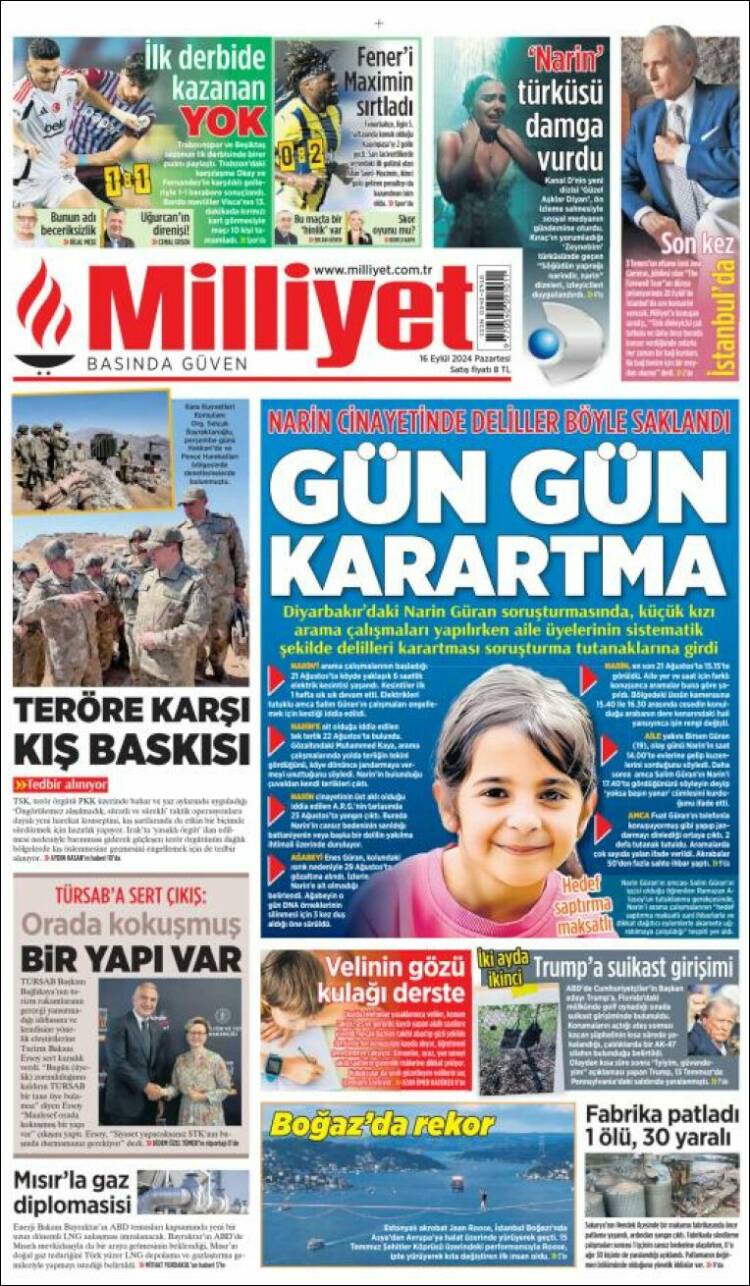 Portada de Milliyet (Turqu&iacute;a)