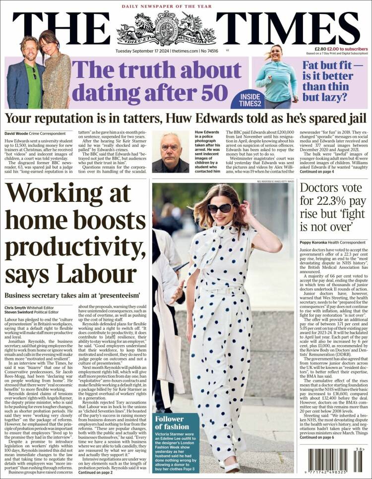 Portada de The Times (Reino Unido)