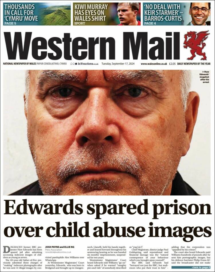 Portada de Western Mail (Reino Unido)