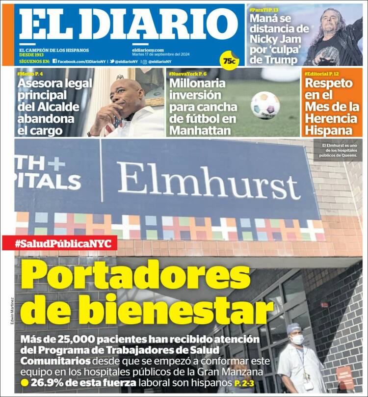 Portada de El Diario NY (USA)