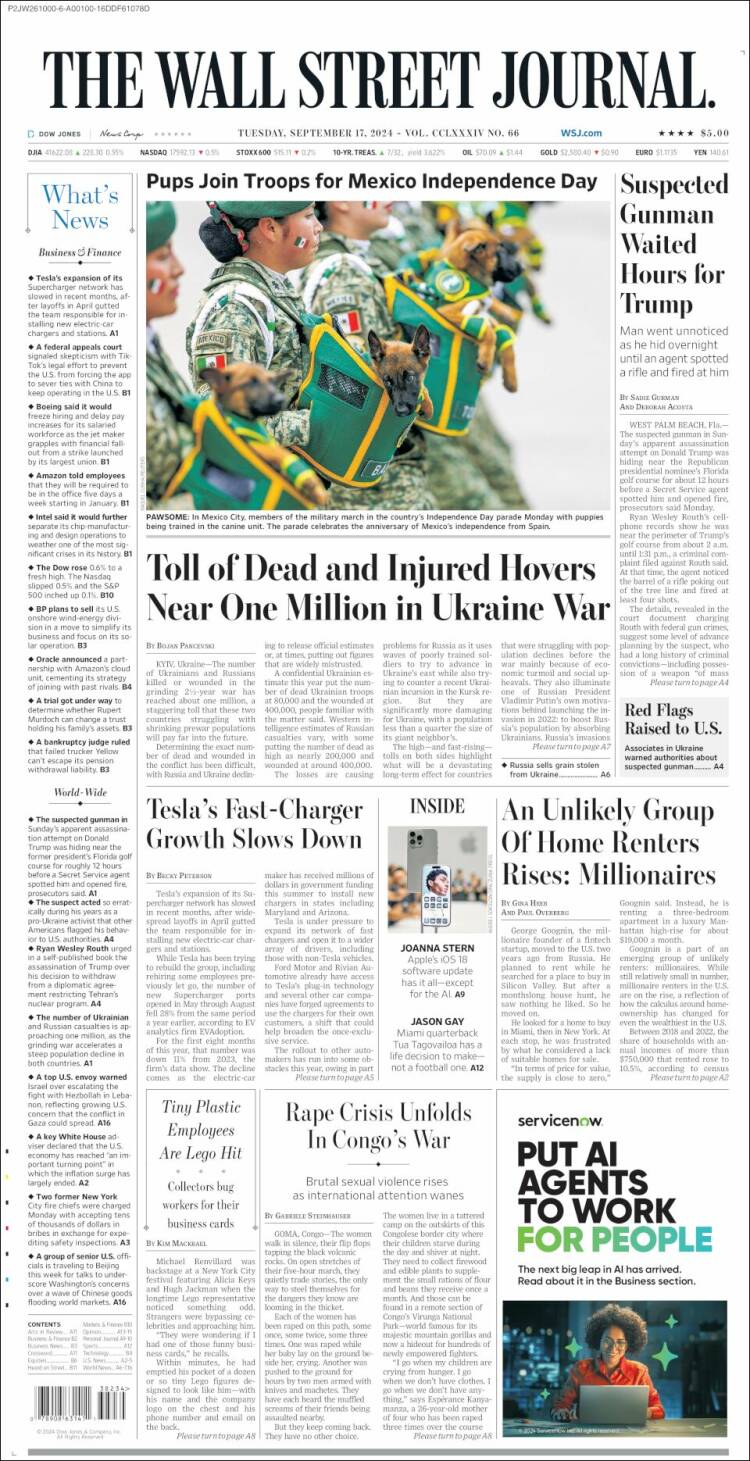 Portada de Wall Street Journal (USA)