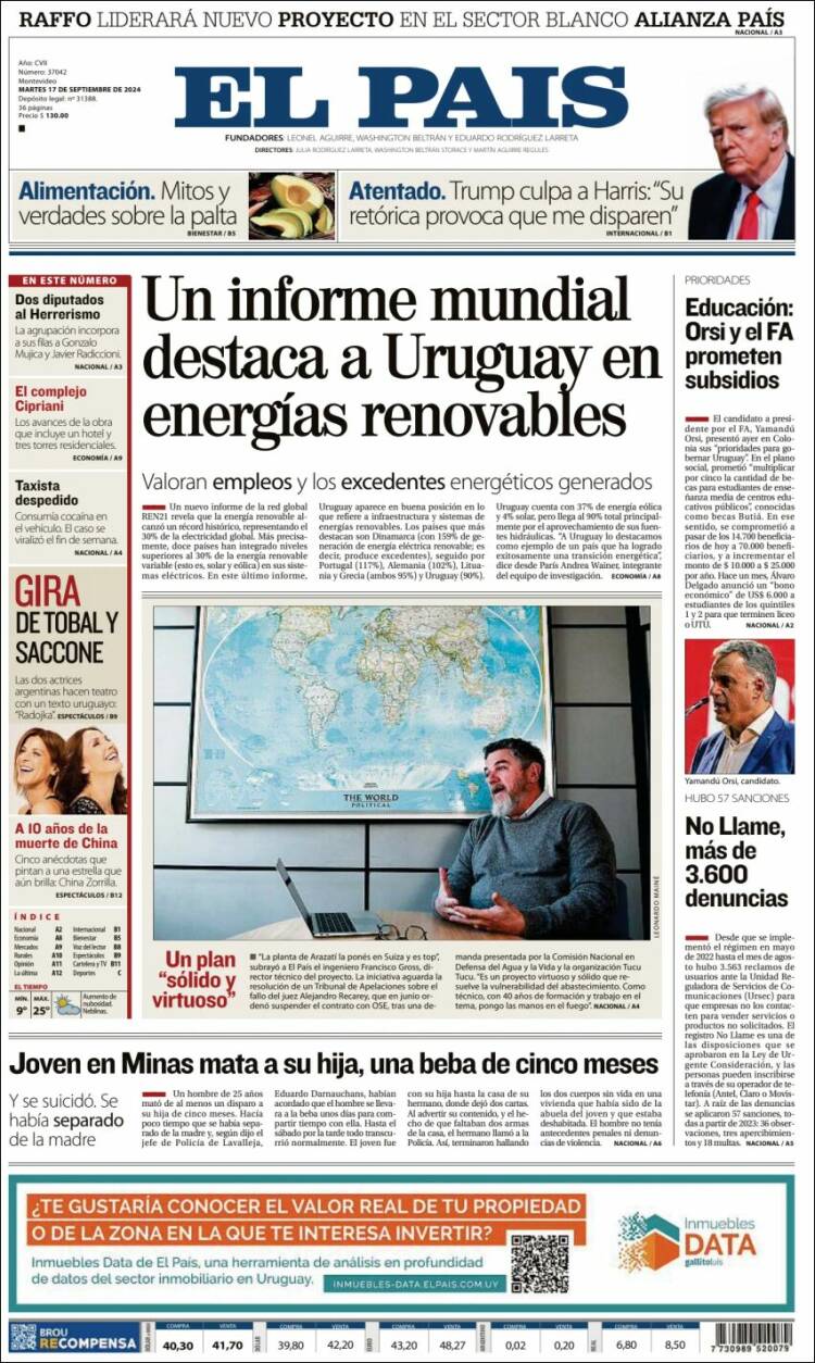 Portada de El País (Uruguay)