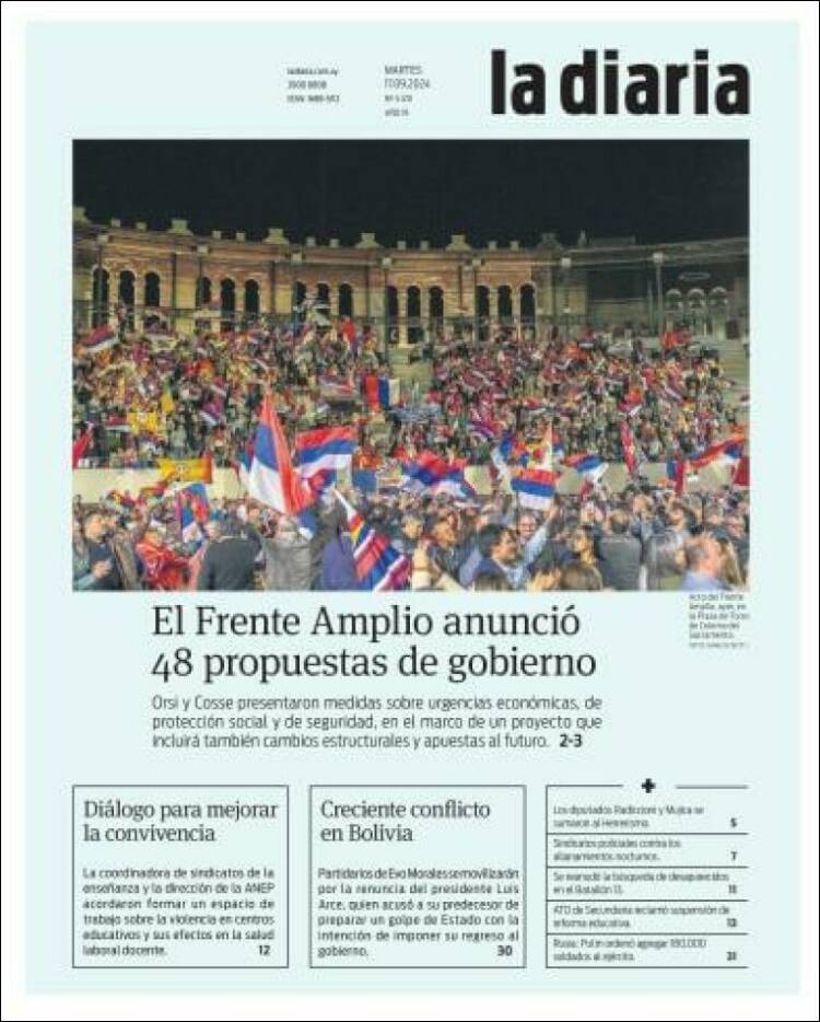 Portada de La Diaria (Uruguay)