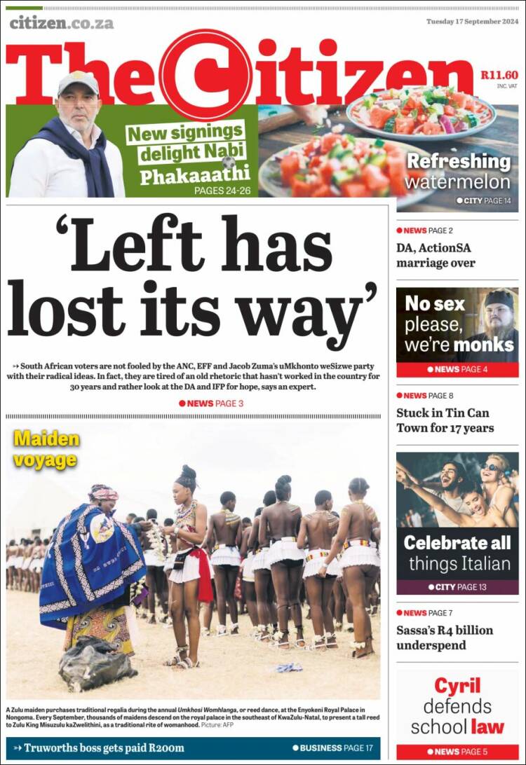 Portada de The Citizen (Sud&aacute;frica)