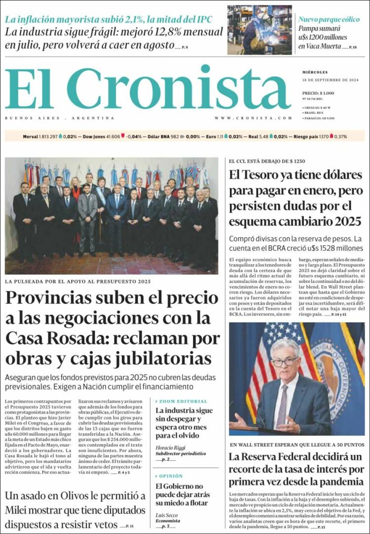 Portada de El Cronista Comercial (Argentina)