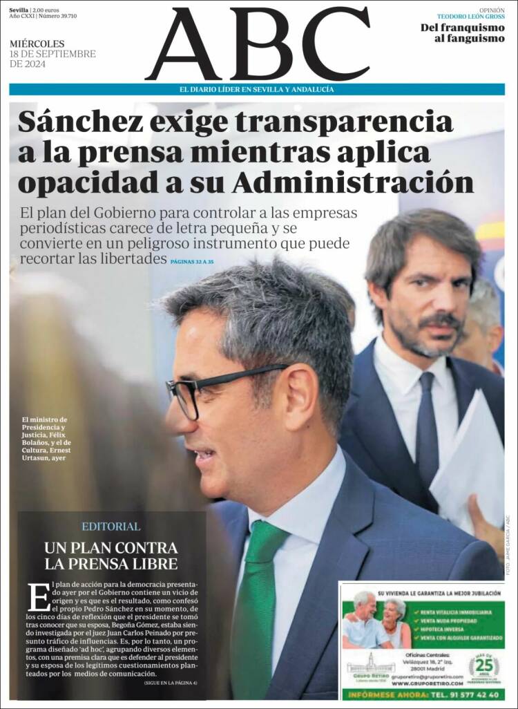 Portada de ABC - Sevilla (España)