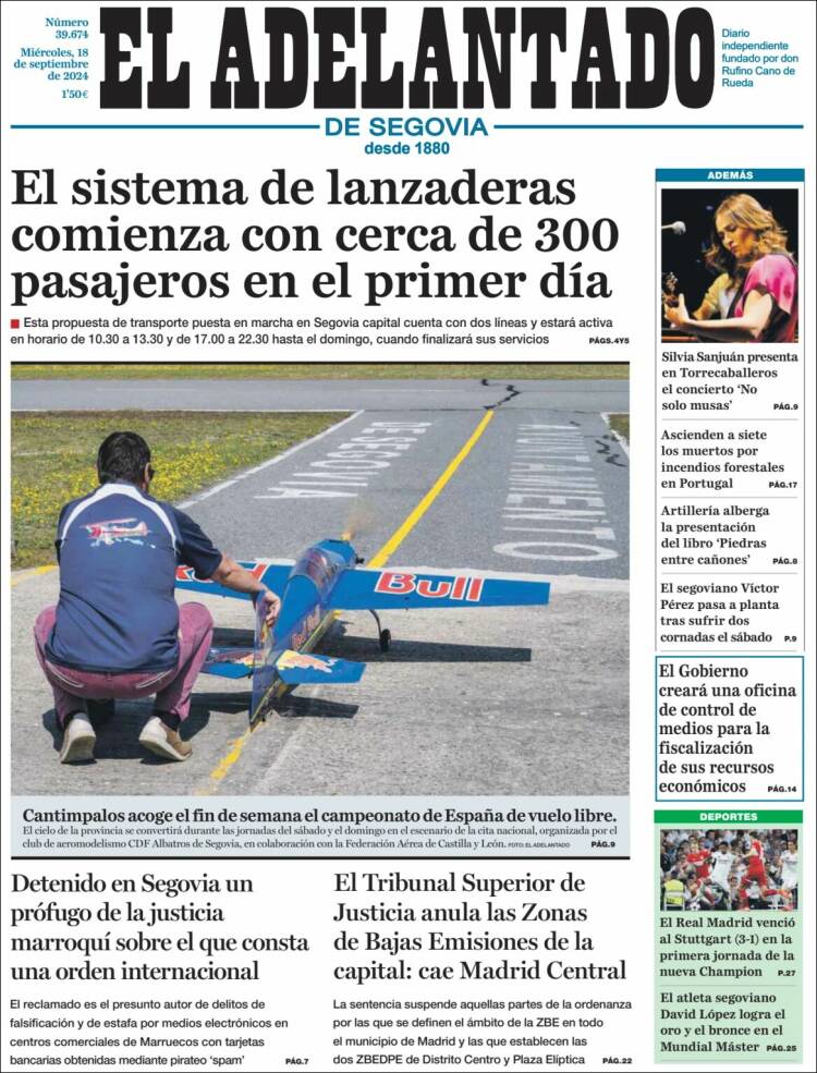 Portada de El Adelantado de Segovia (España)
