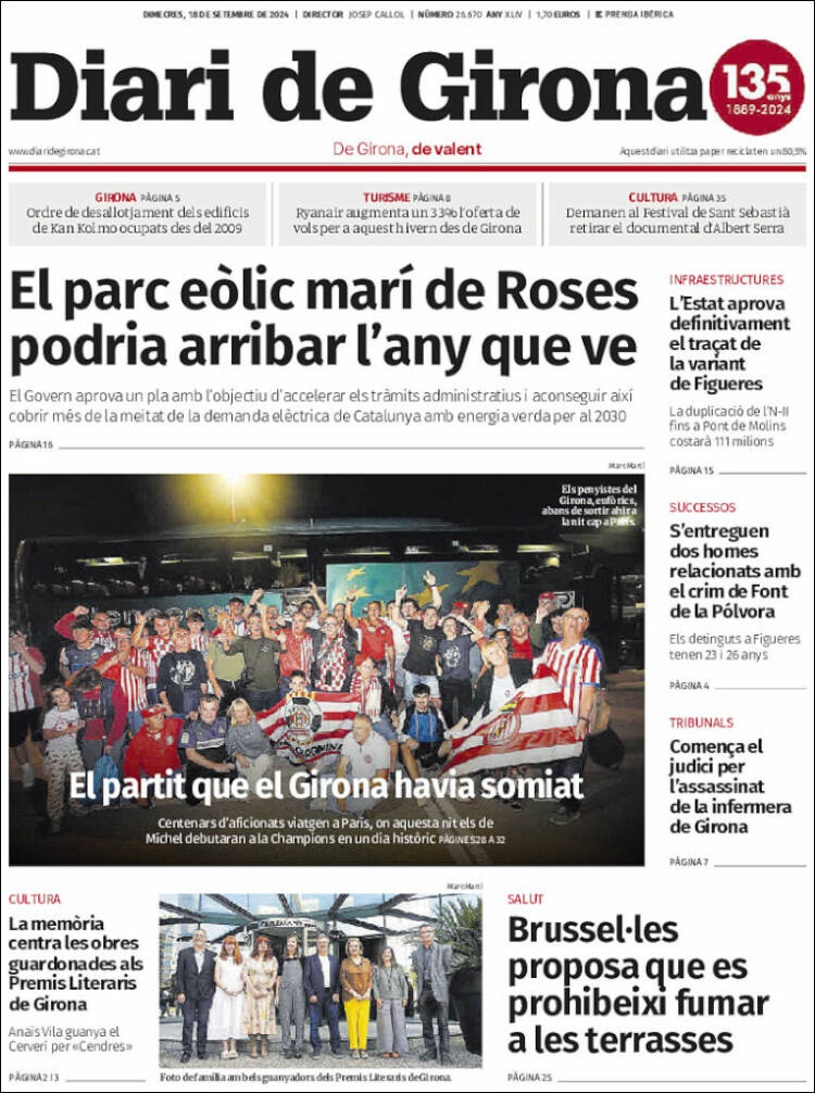 Portada de Diari de Girona (España)