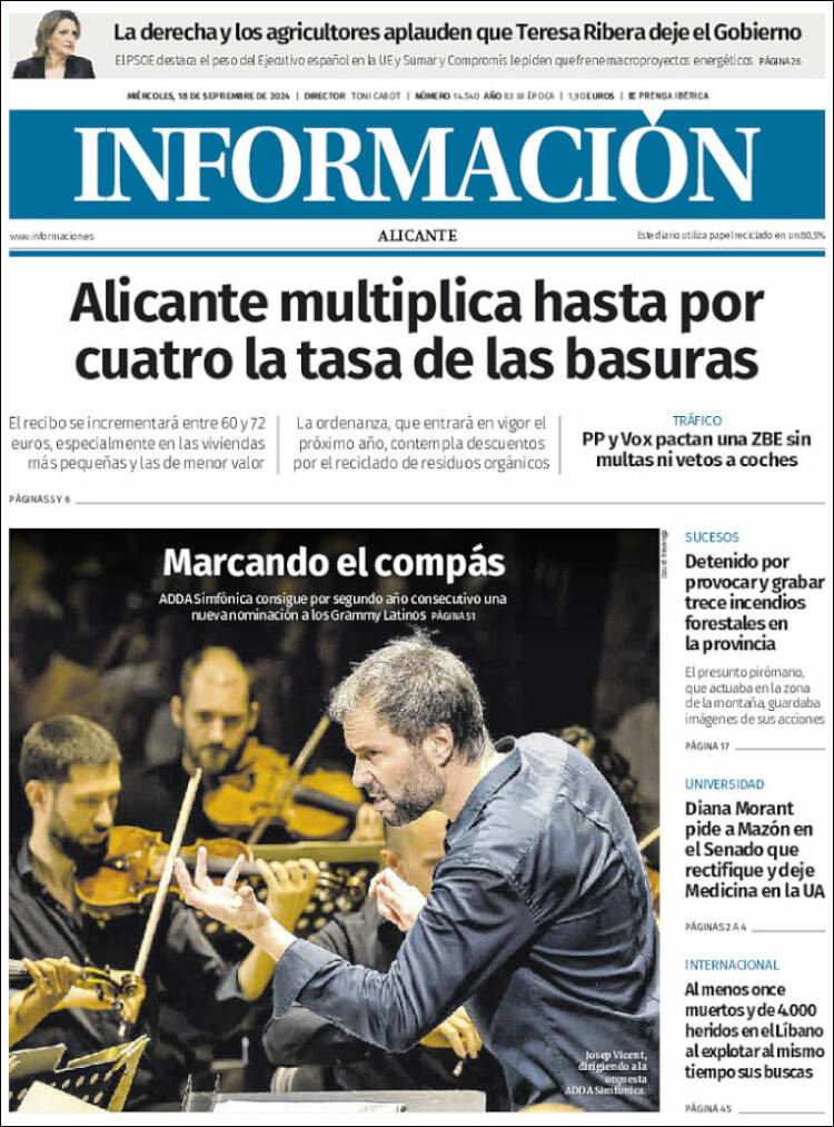 Portada de Diario Información (España)