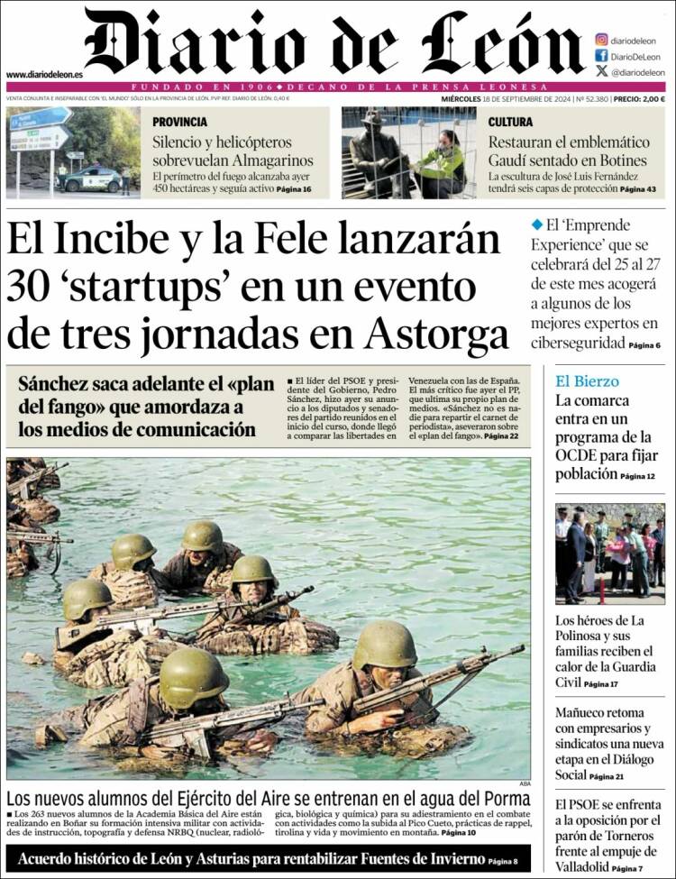 Portada de Diario de León (España)