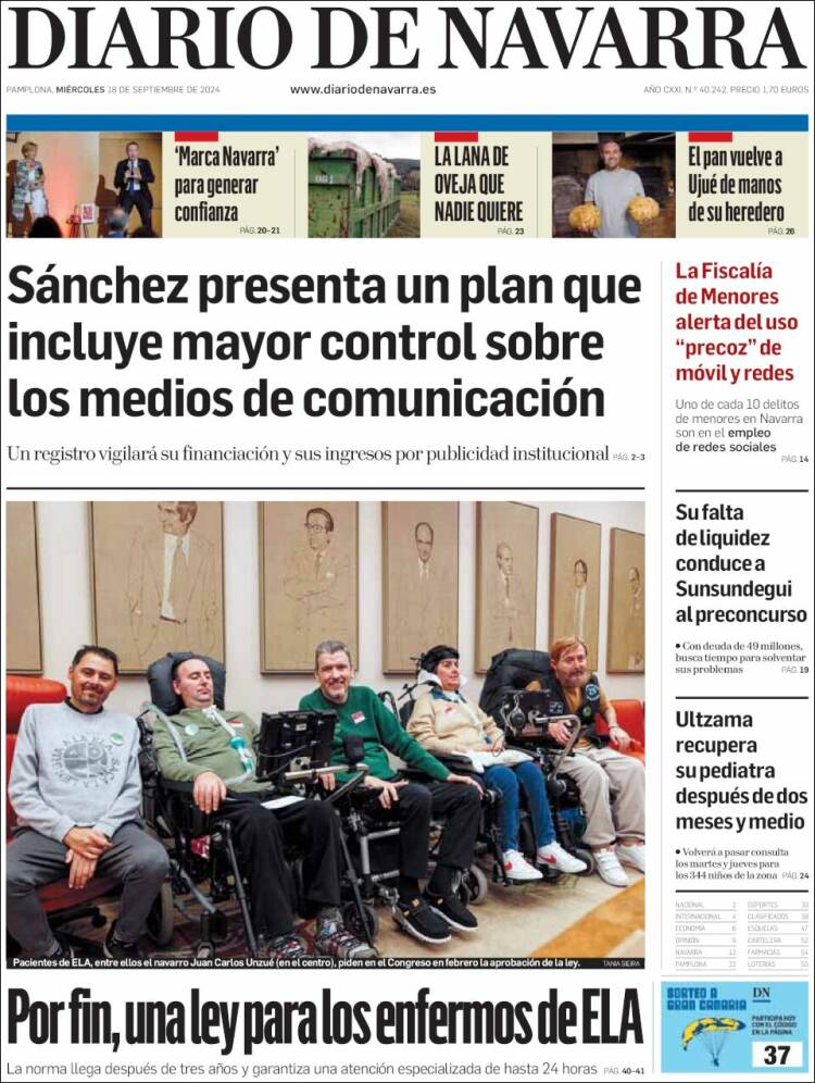 Portada de Diario de Navarra (España)