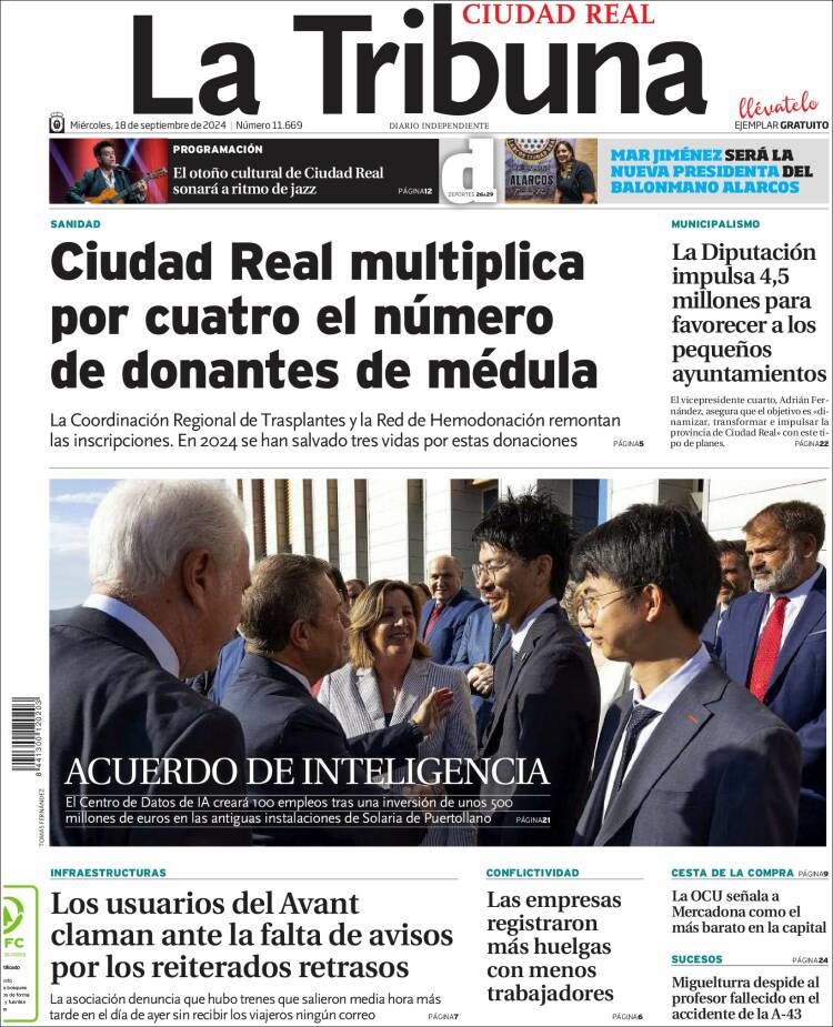 Portada de La Tribuna de Ciudad Real (España)