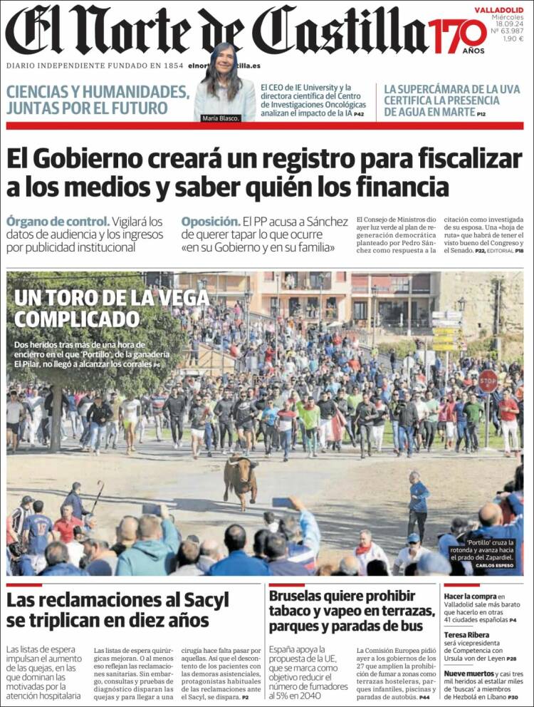 Portada de Norte de Castilla - Valladolid (España)