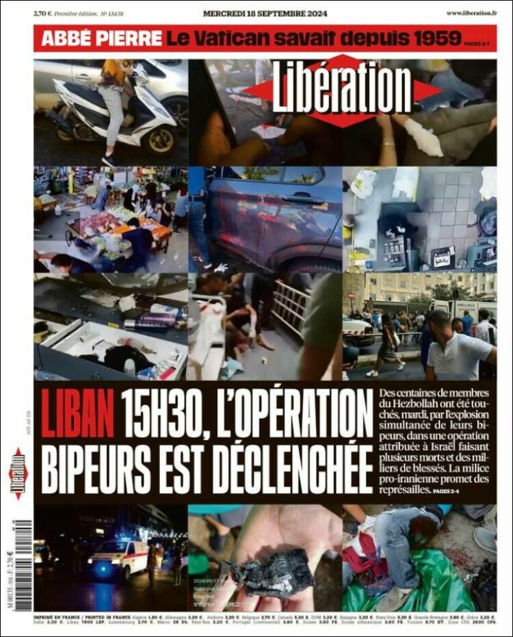Portada de Libération (Francia)