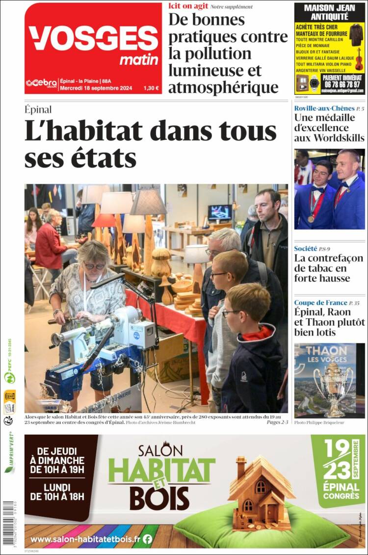 Portada de Vosges Matin (Francia)
