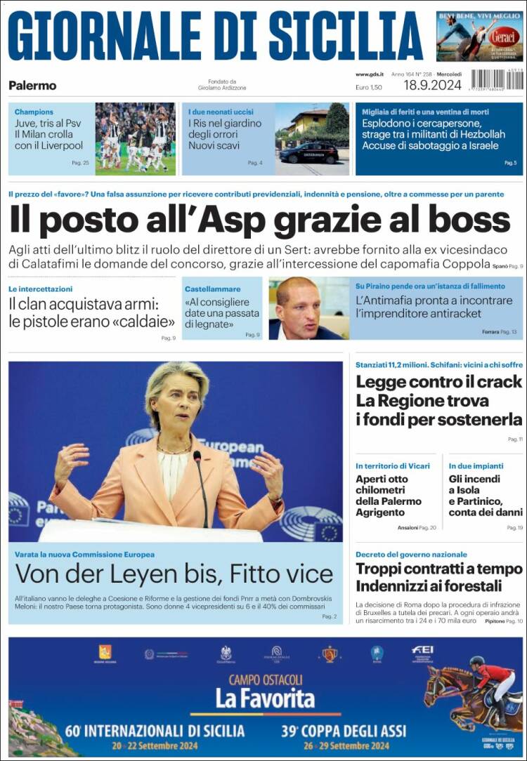 Portada de Giornale di Sicilia (Italia)