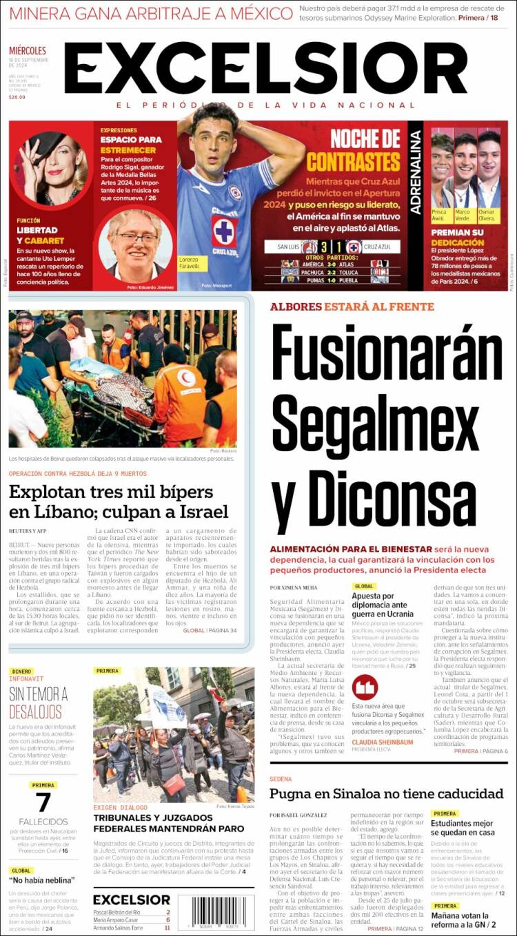 Portada de Excelsior (México)