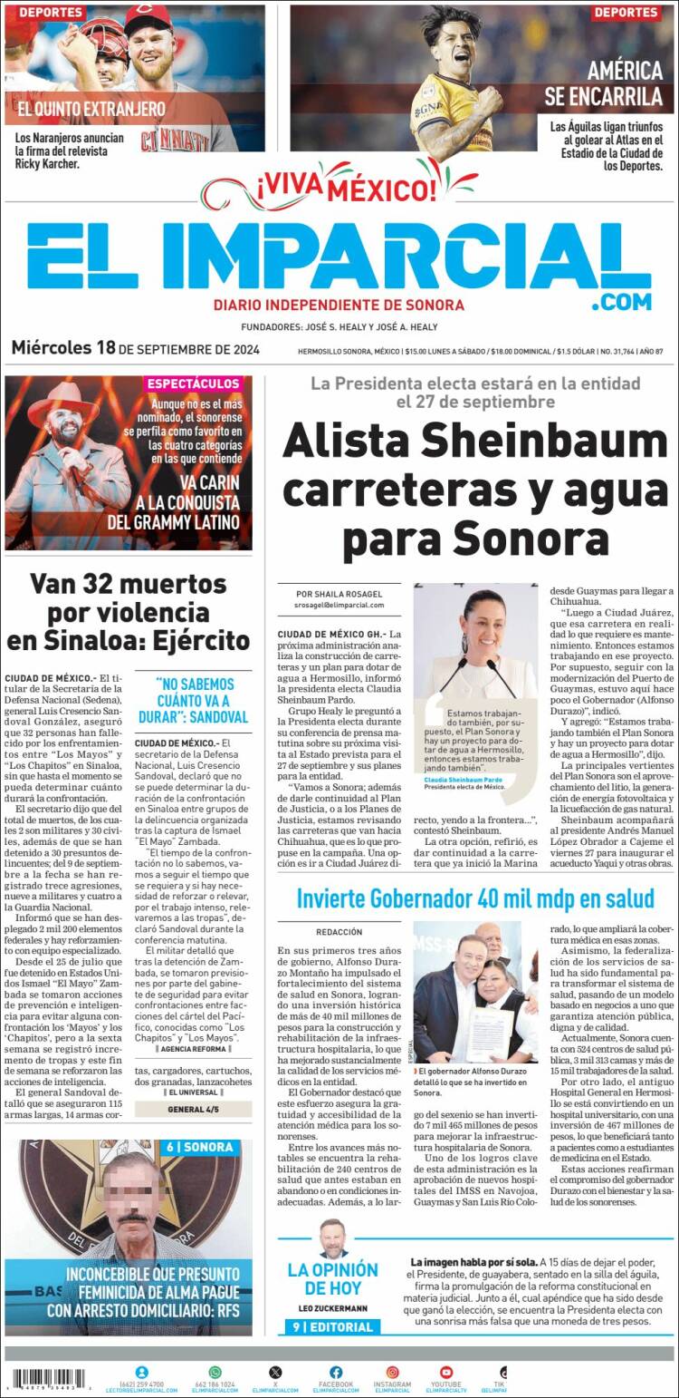 Portada de El Imparcial (México)