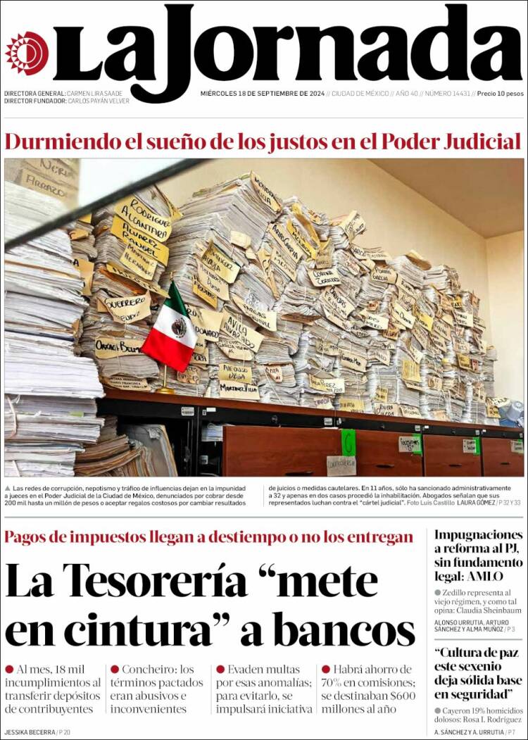 Portada de La Jornada (México)