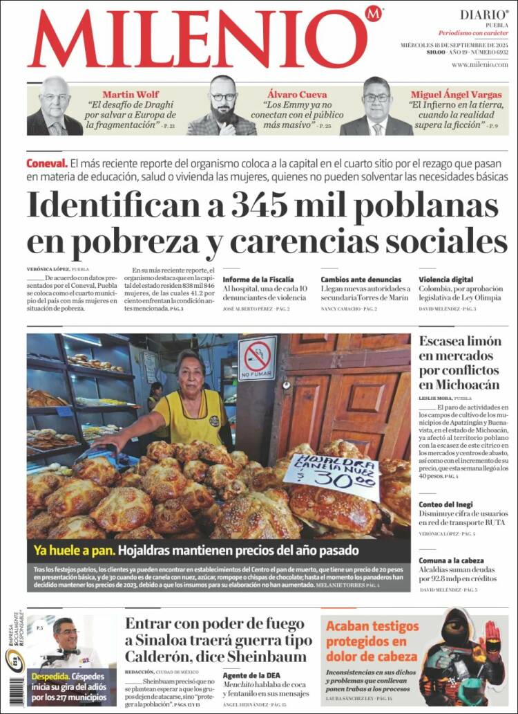 Portada de Milenio de Puebla (México)
