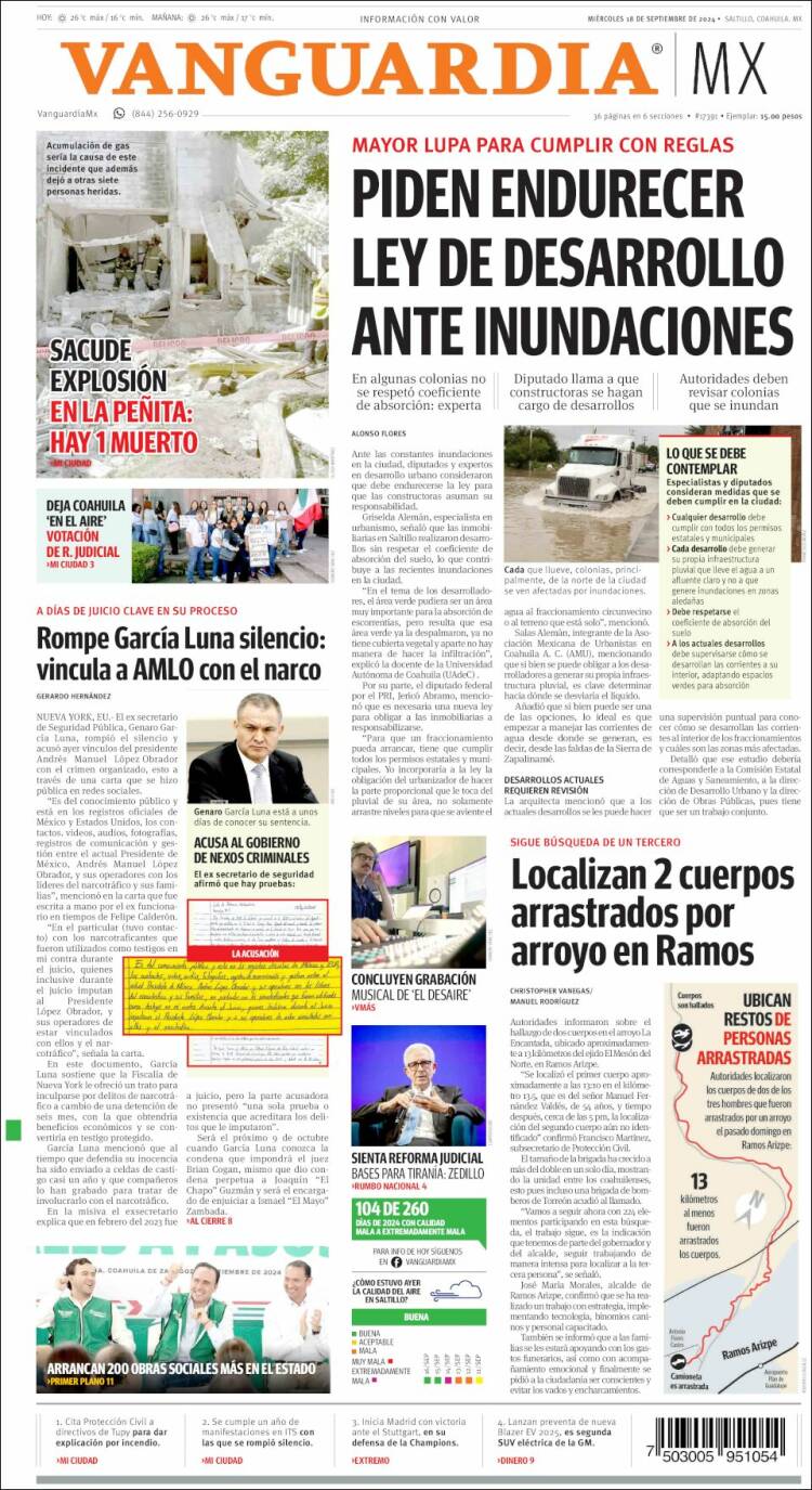 Portada de Vanguardia (México)