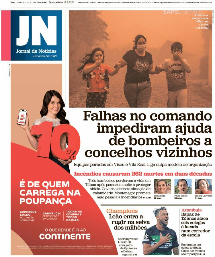 Portada de Jornal de Notícias (Portugal)