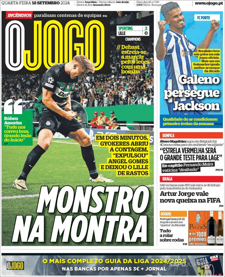 Portada de O Jogo (Portugal)