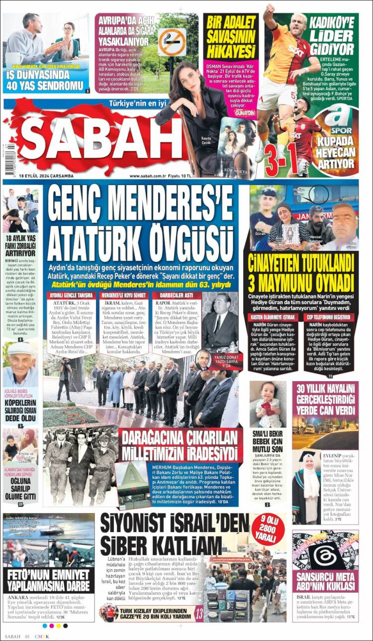 Portada de Sabah (Turqu&iacute;a)