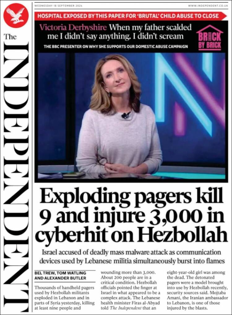 Portada de The Independent (Reino Unido)