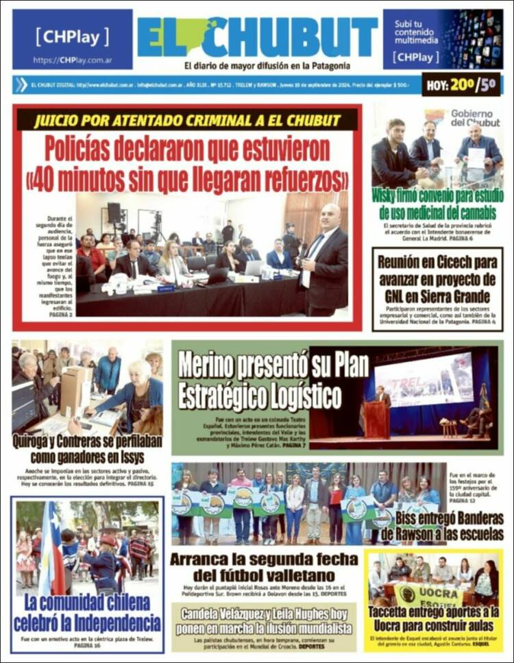 Portada de El Chubut (Argentina)