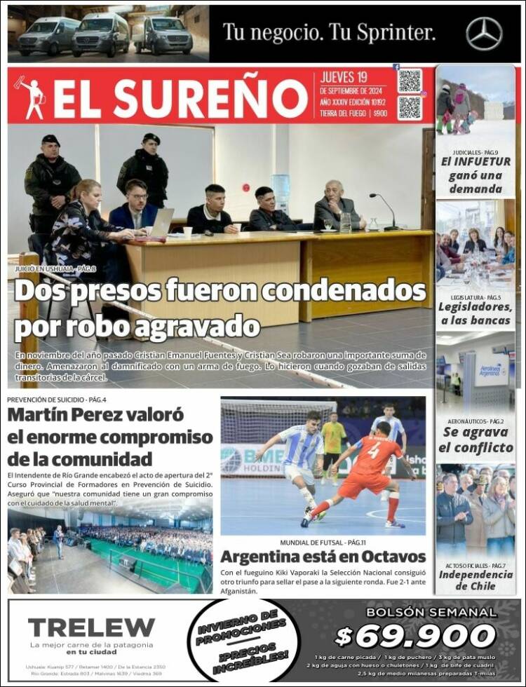 Portada de Diario El Sureño (Argentina)
