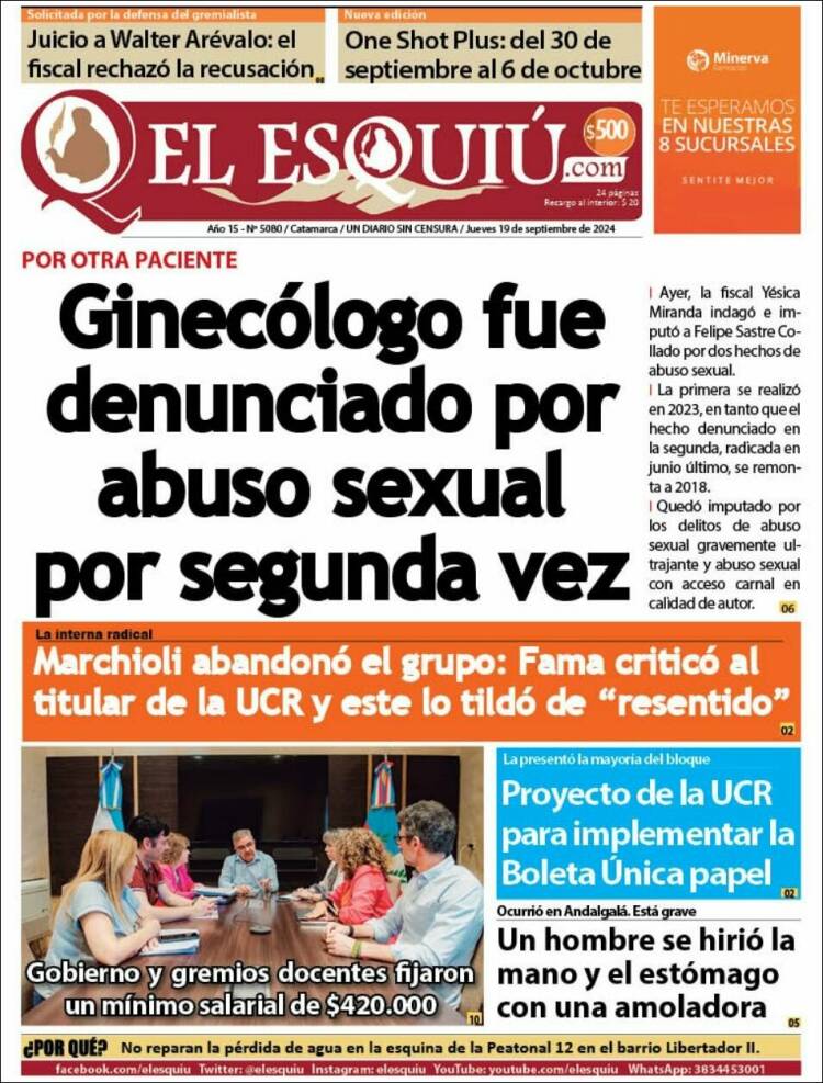 Portada de El Esquiu (Argentina)