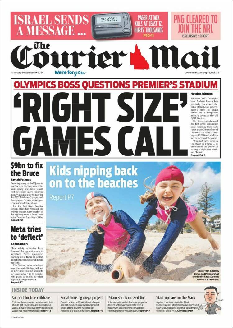 Portada de The Courier-Mail (Australia)