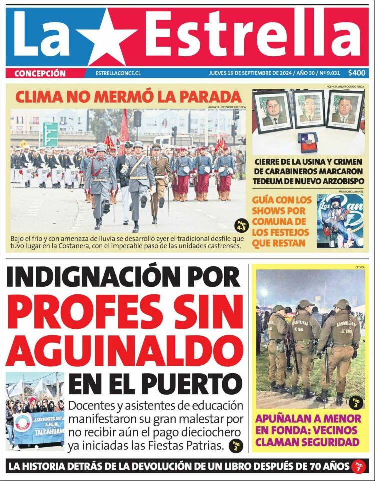 Portada de La Estrella de Concepción (Chile)