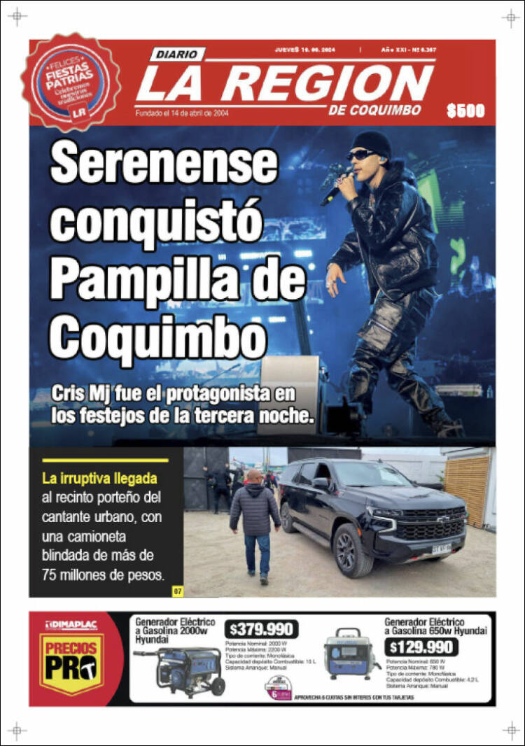 Portada de Diario La Región de Coquimbo (Chile)