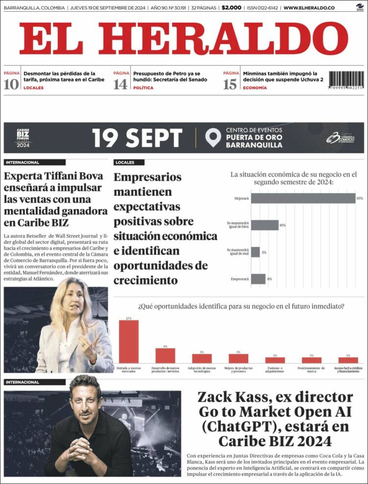 Portada de El Heraldo (Colombia)