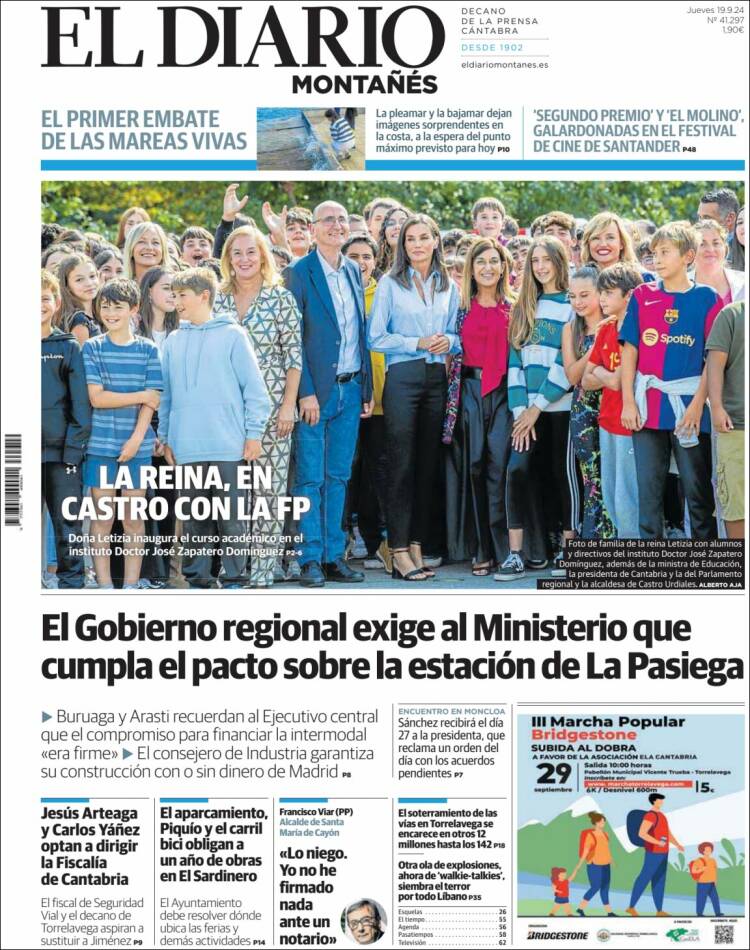 Portada de El Diario Montañés (España)