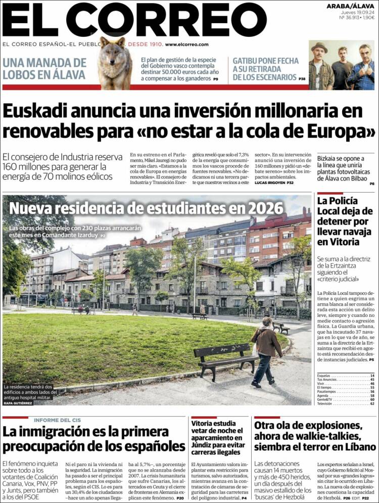 Portada de El Correo - Álava (España)