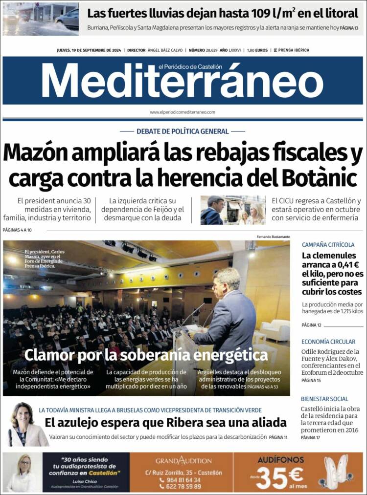 Portada de El Periódico Mediterraneo (España)