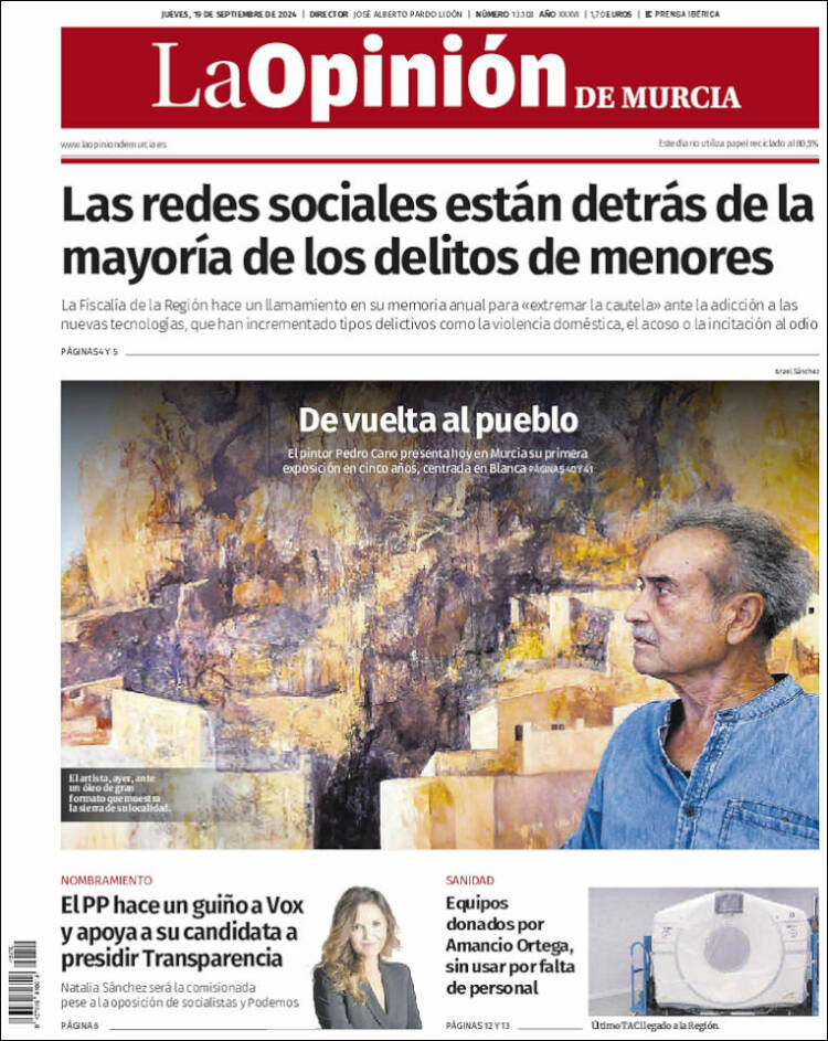 Portada de La Opinión de Murcia (España)