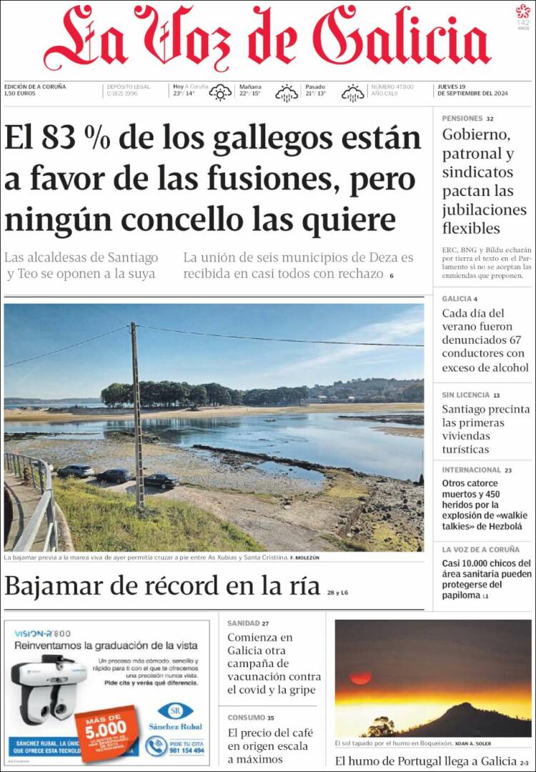 Portada de La Voz de Galicia (España)