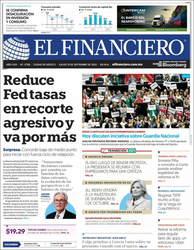 Portada de El Financiero (M&eacute;xico)