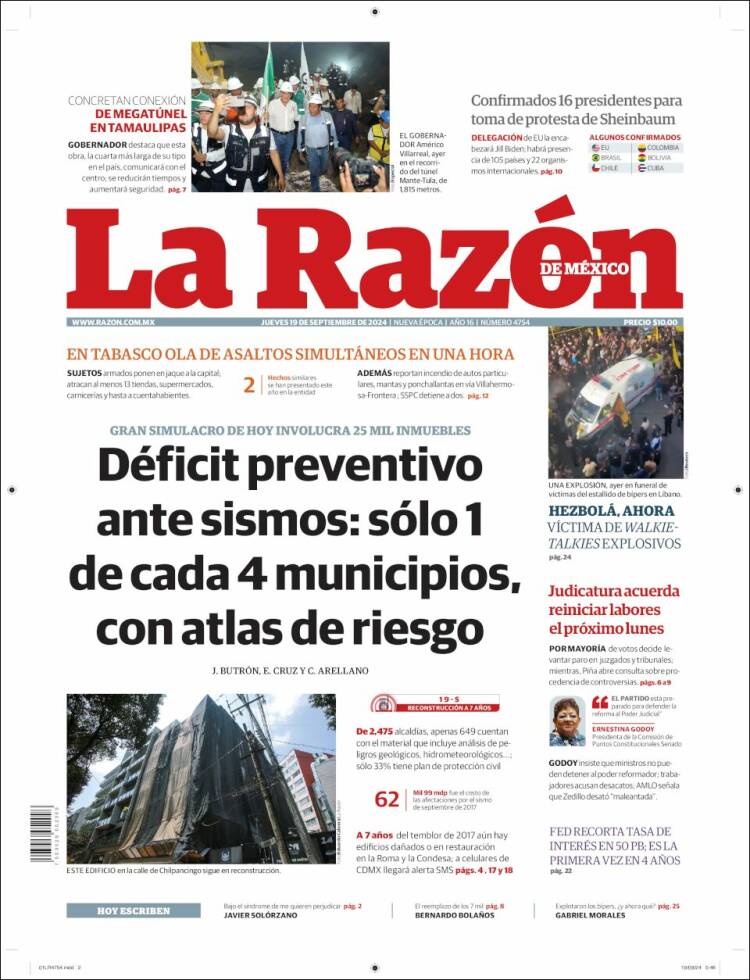 Portada de La Razón (M&eacute;xico)